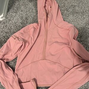 Pink Hooded lululemon break a trail crop Jacket size 12